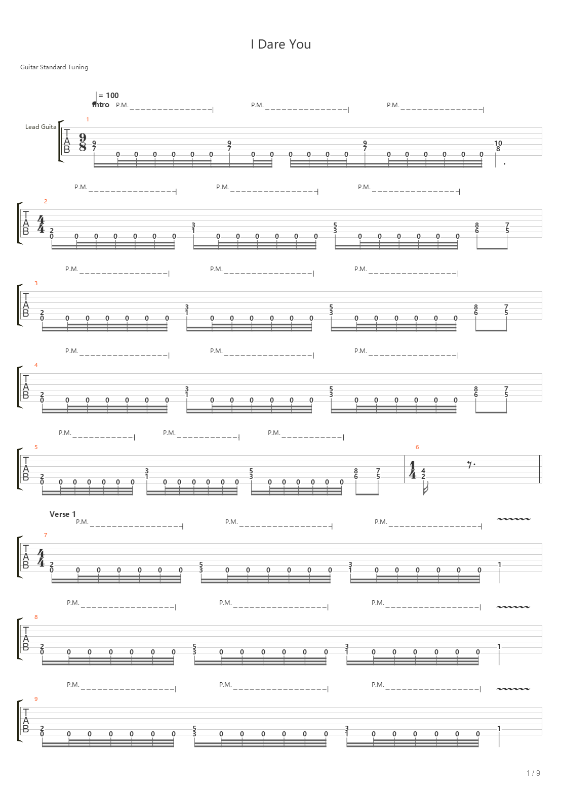 I Dare You吉他谱