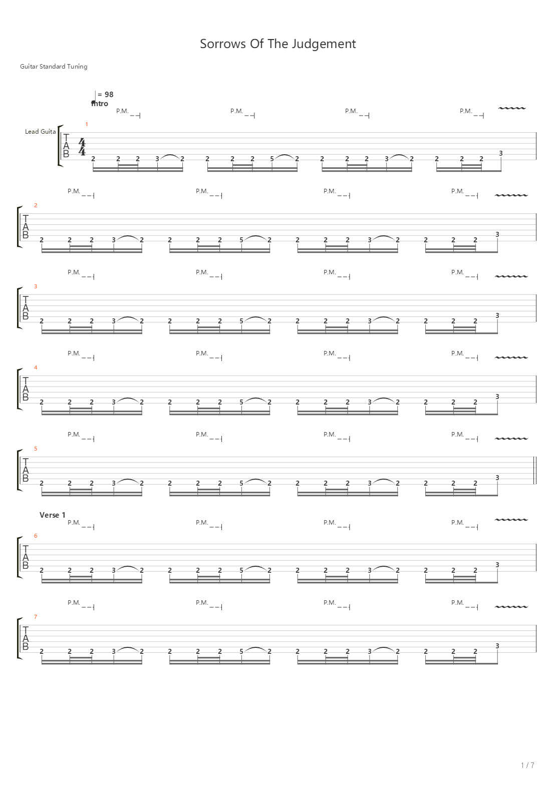Sorrows Of The Judgment吉他谱