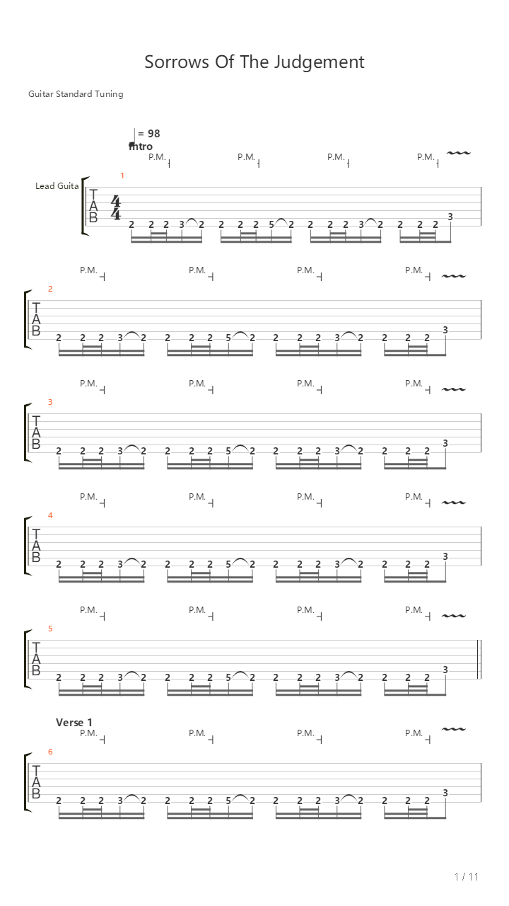 Sorrows Of The Judgment吉他谱