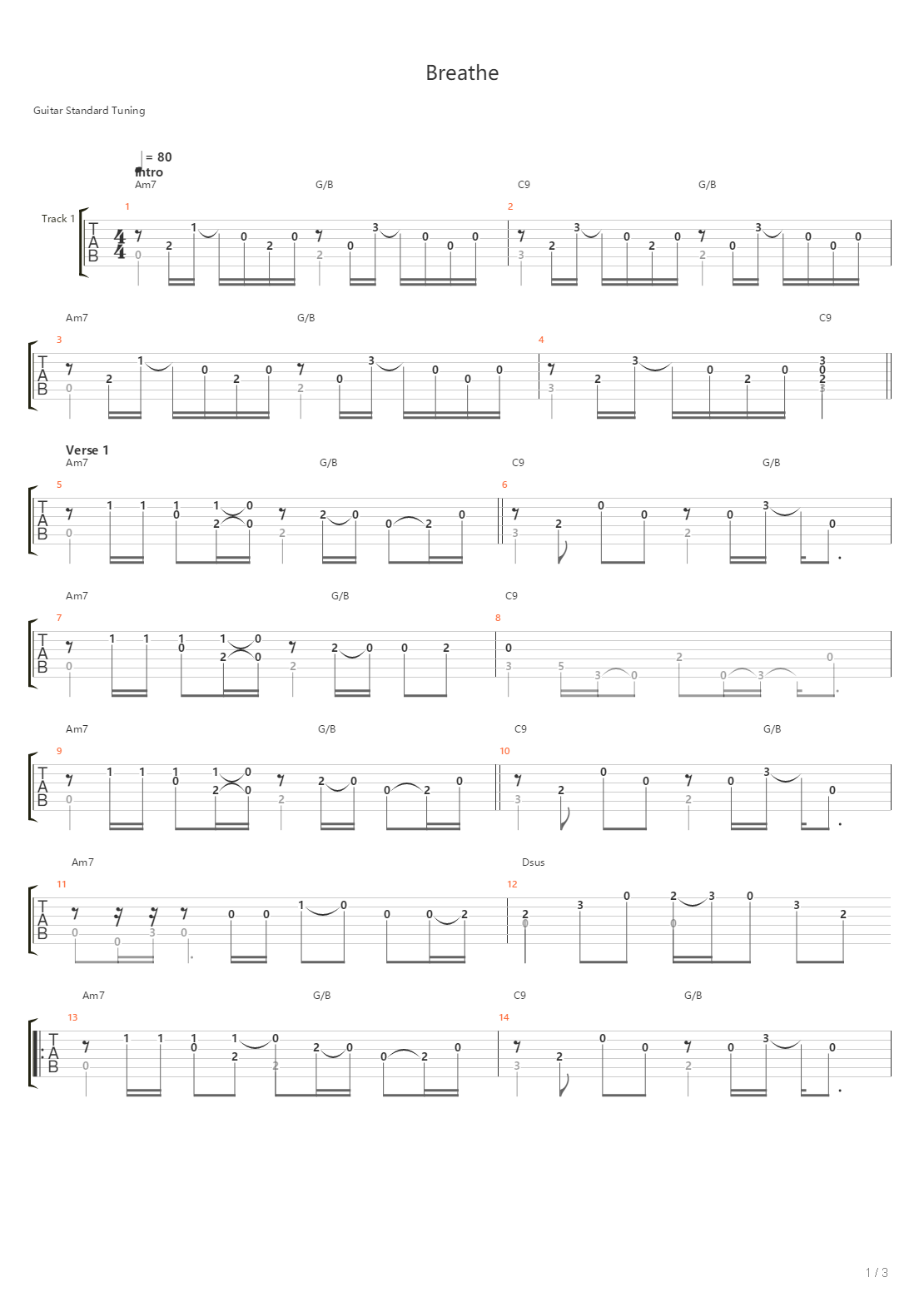 Breathe吉他谱