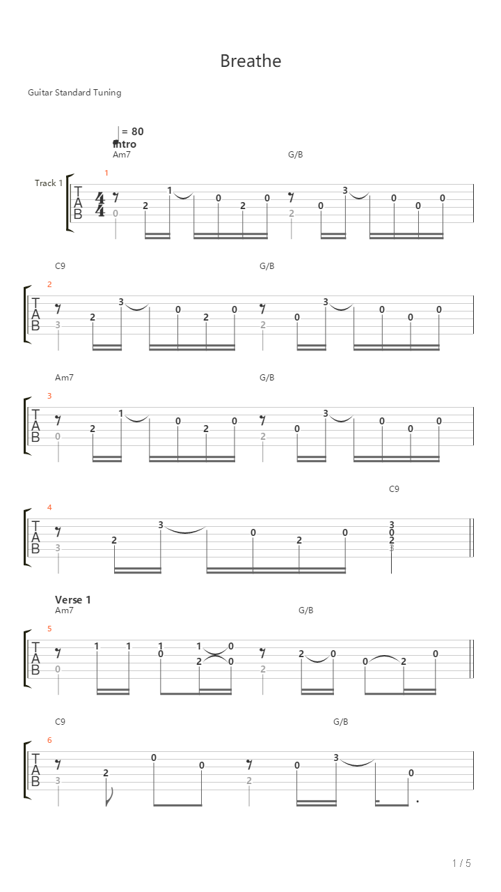 Breathe吉他谱