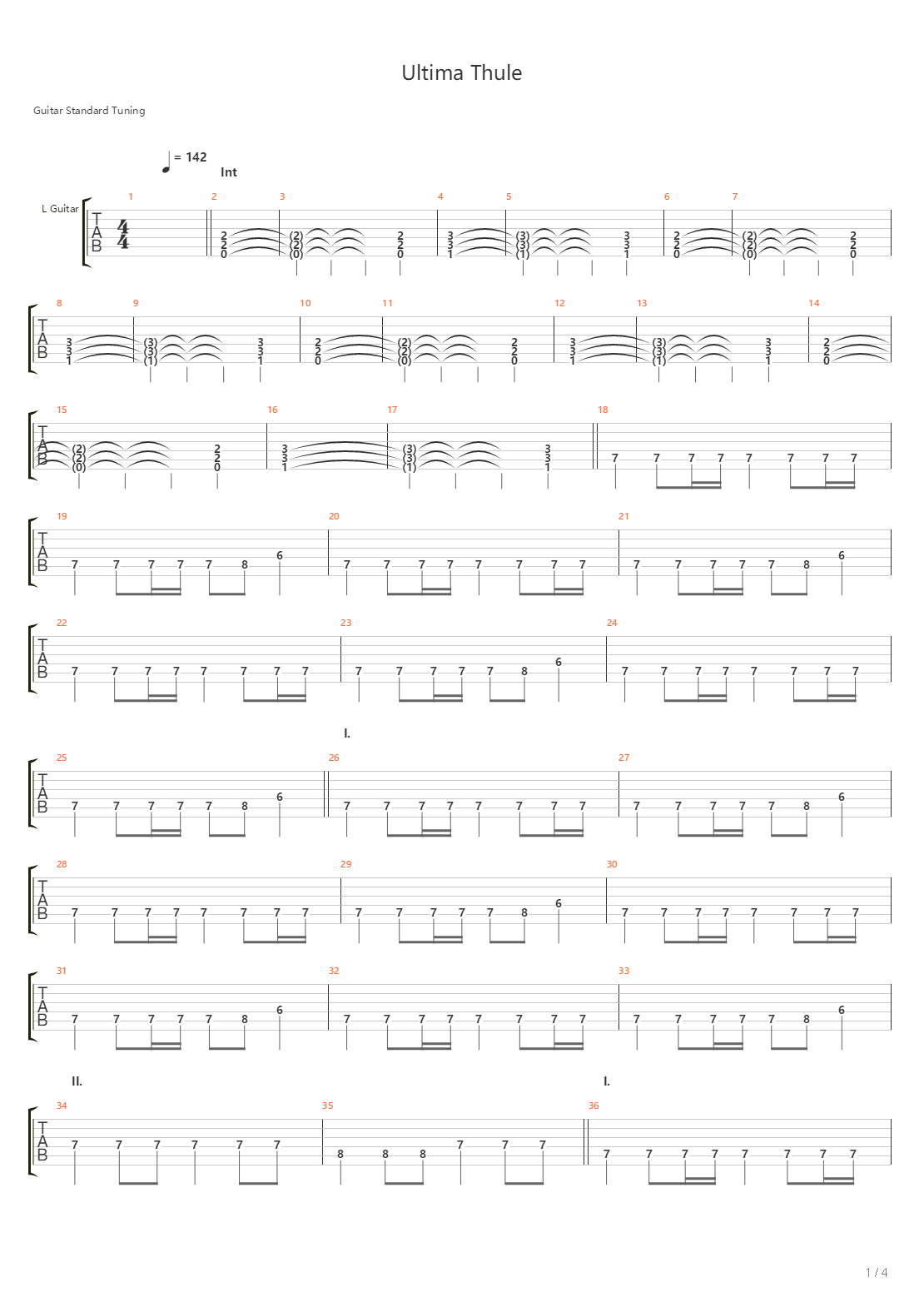 Ultima Thule吉他谱