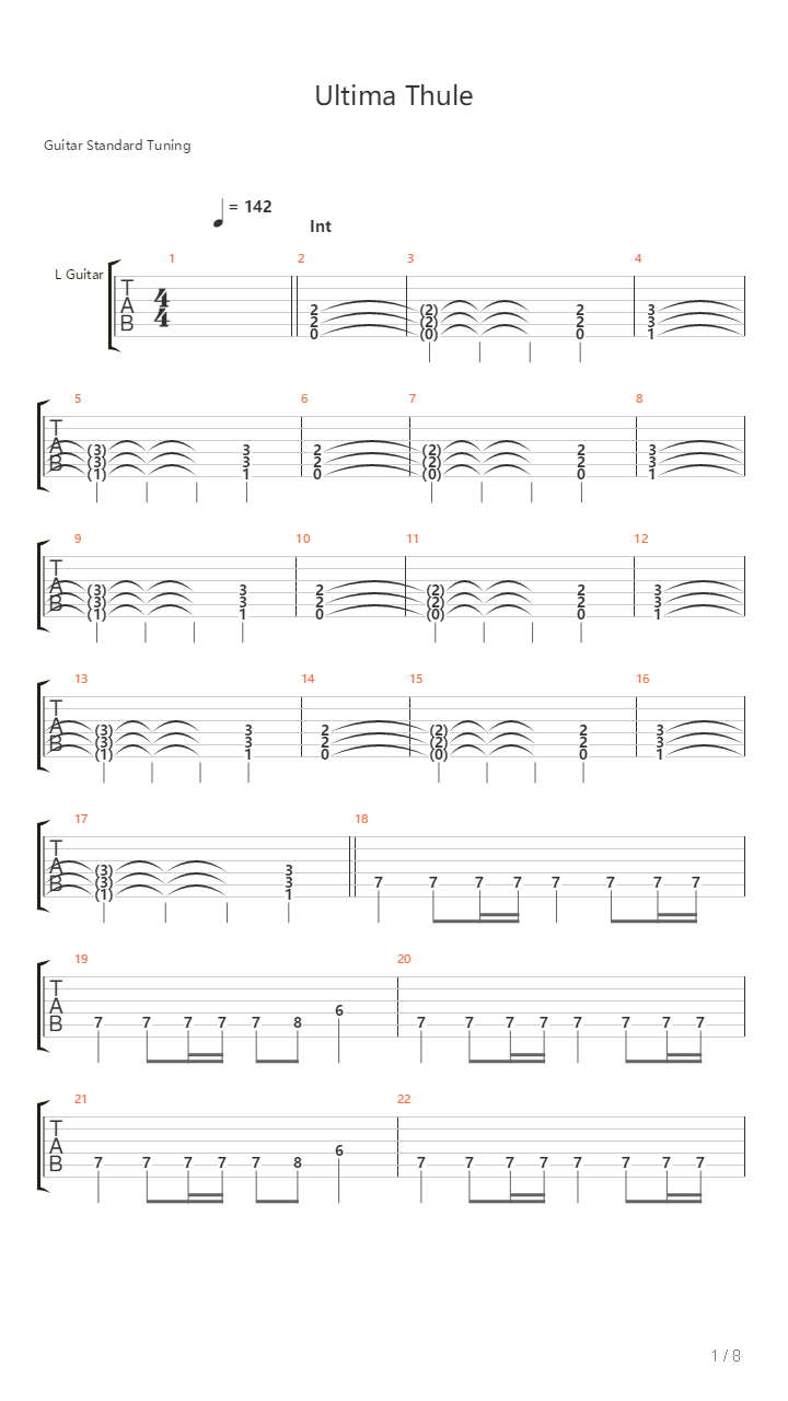 Ultima Thule吉他谱