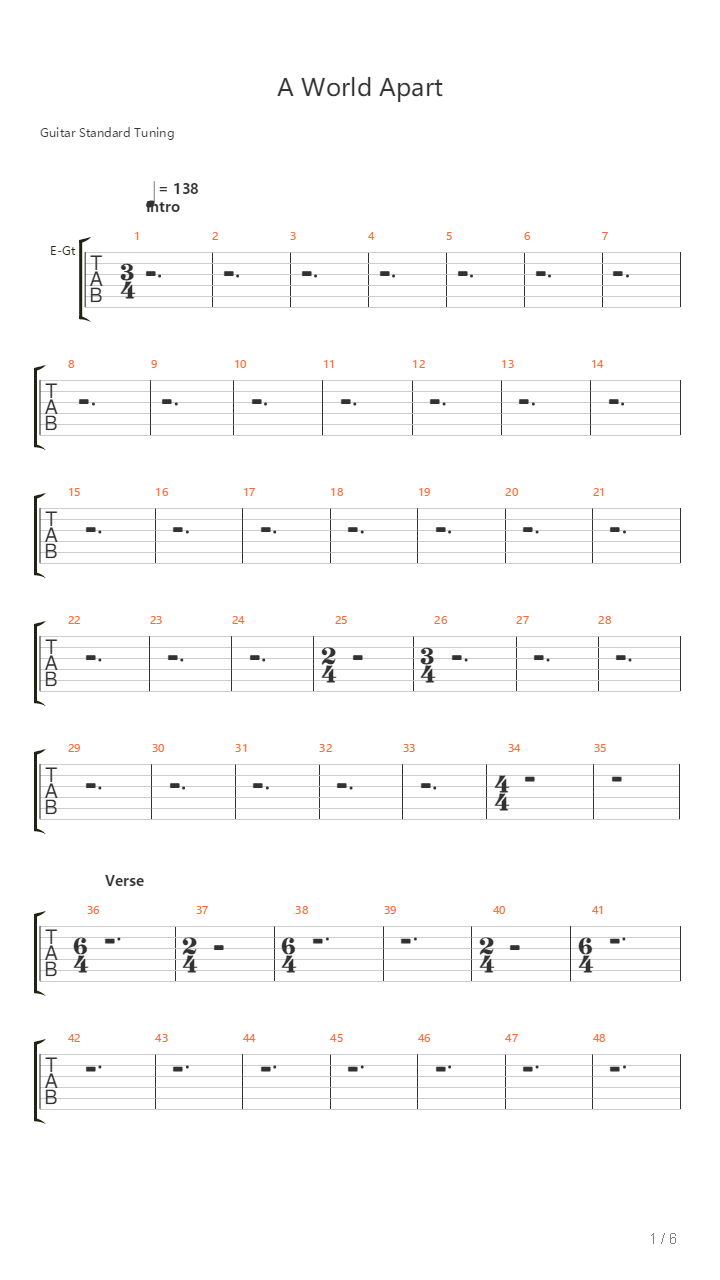 A World Apart吉他谱