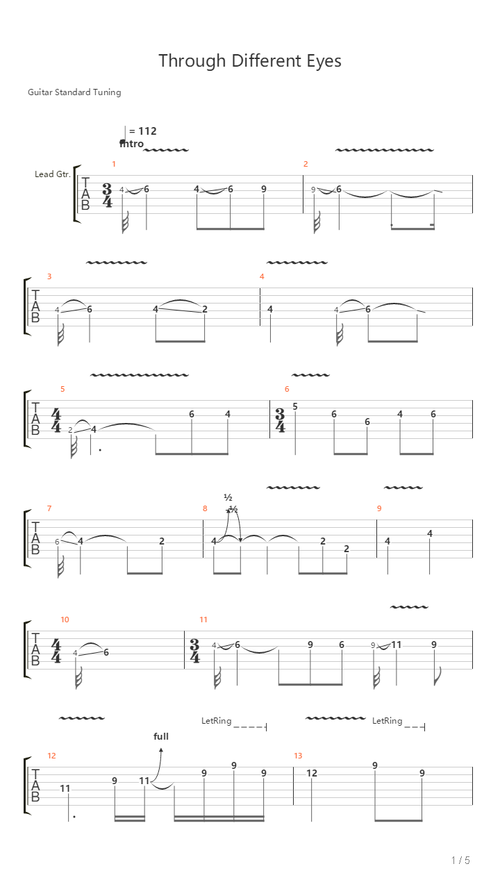 Through Different Eyes吉他谱