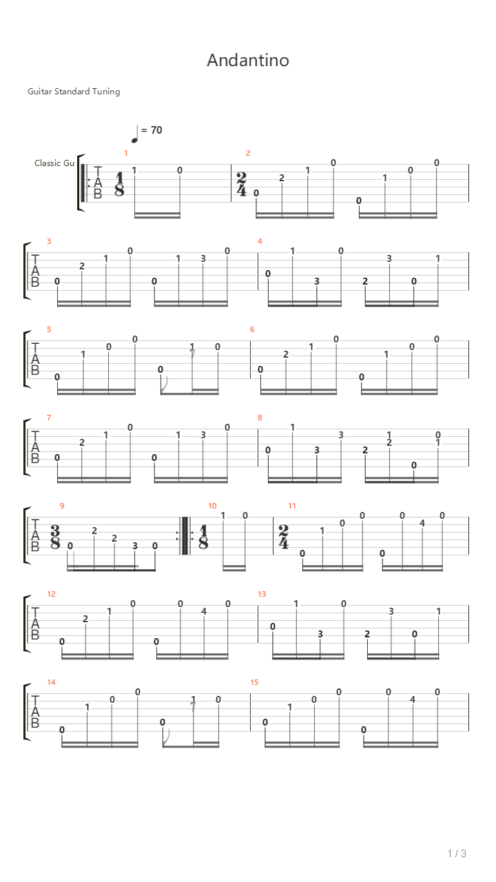 Opus 241 No 19 - Andantino In A Minor吉他谱