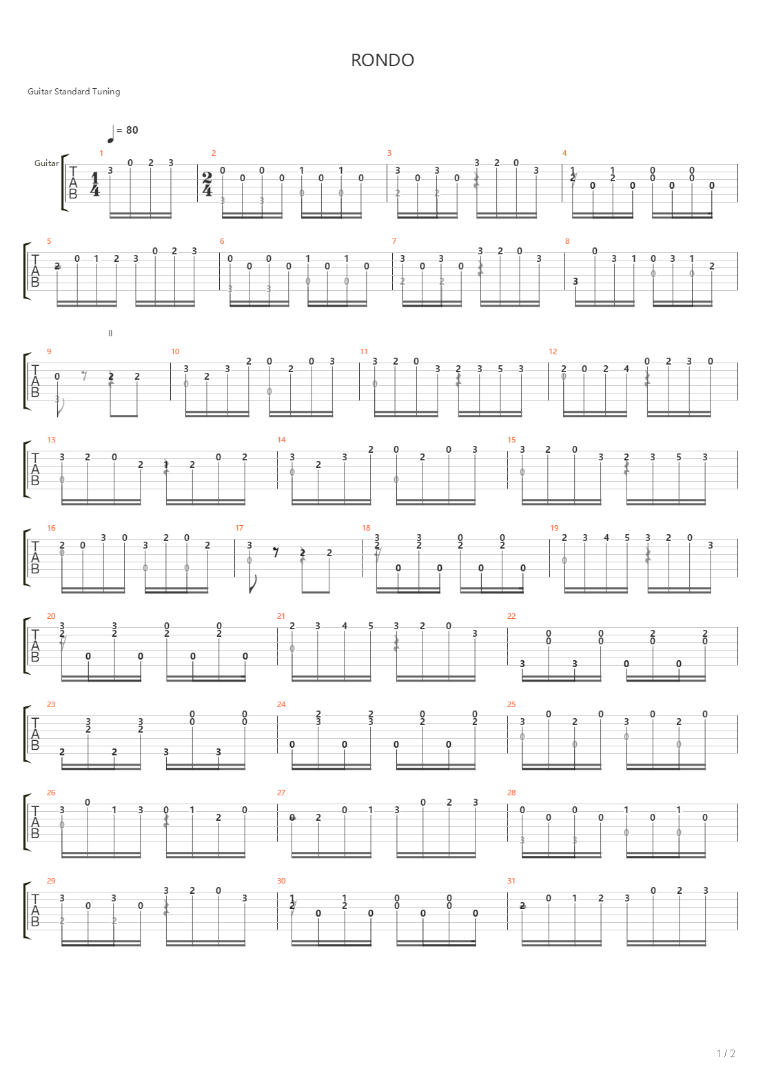 Opus 241 No 34 - Rondo In G吉他谱