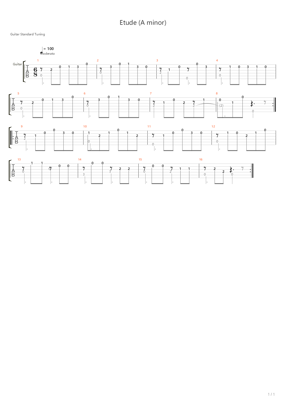 Opus 60 No 5 In A Minor吉他谱