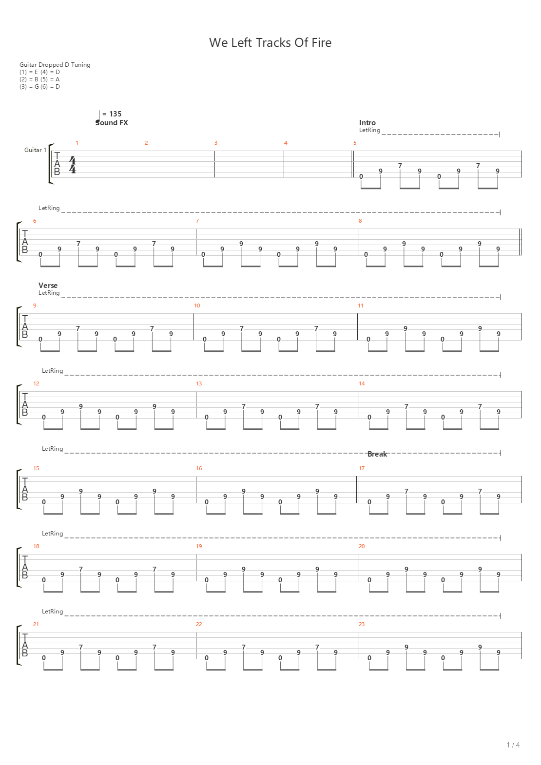 We Left Tracks Of Fire吉他谱