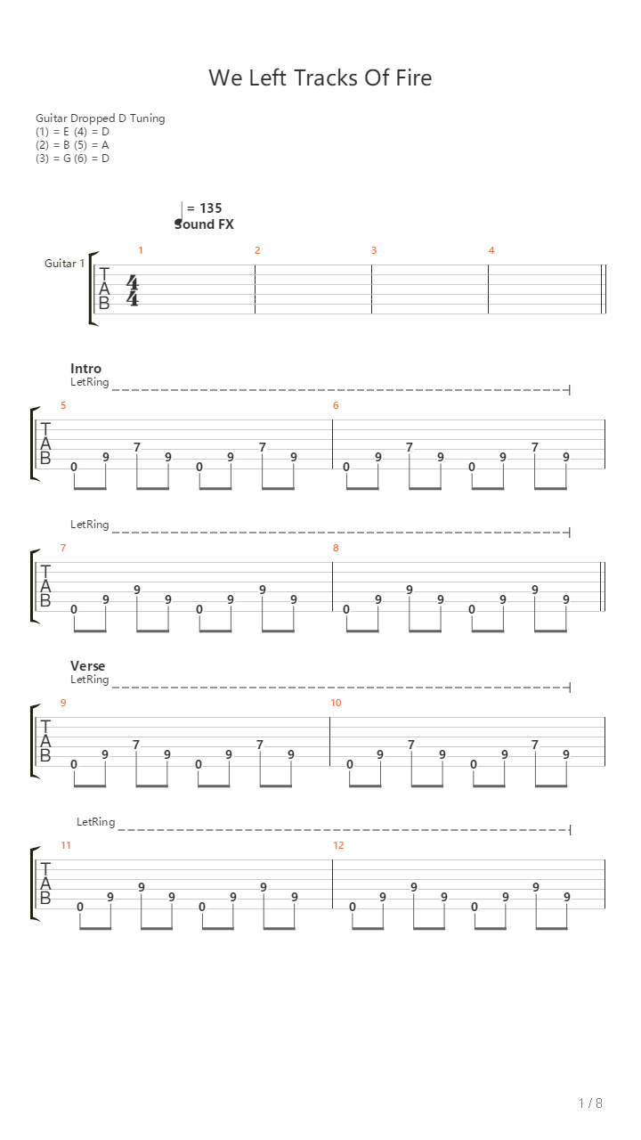 We Left Tracks Of Fire吉他谱