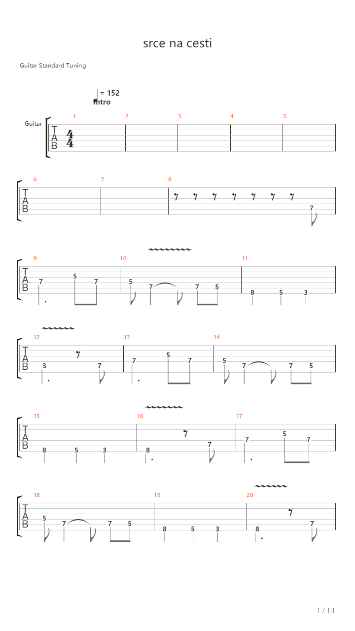 Srce Na Cesti吉他谱
