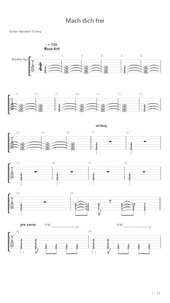 Mach Dich Frei吉他谱