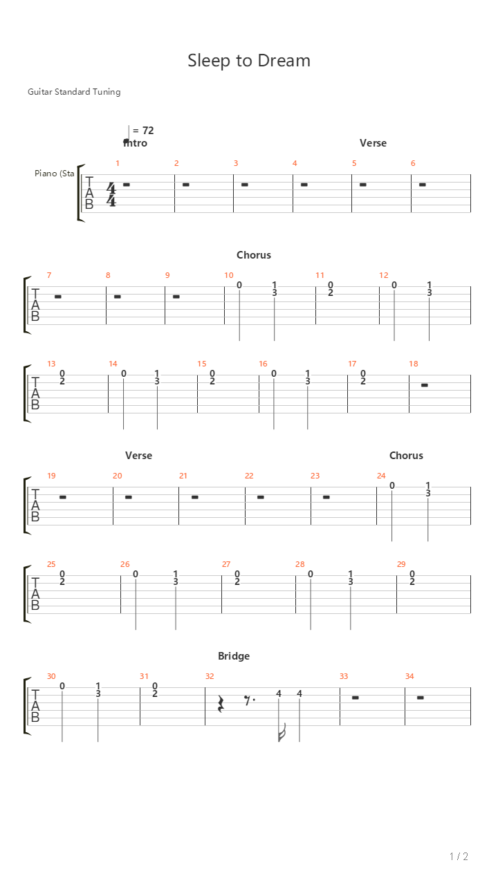 Sleep To Dream吉他谱