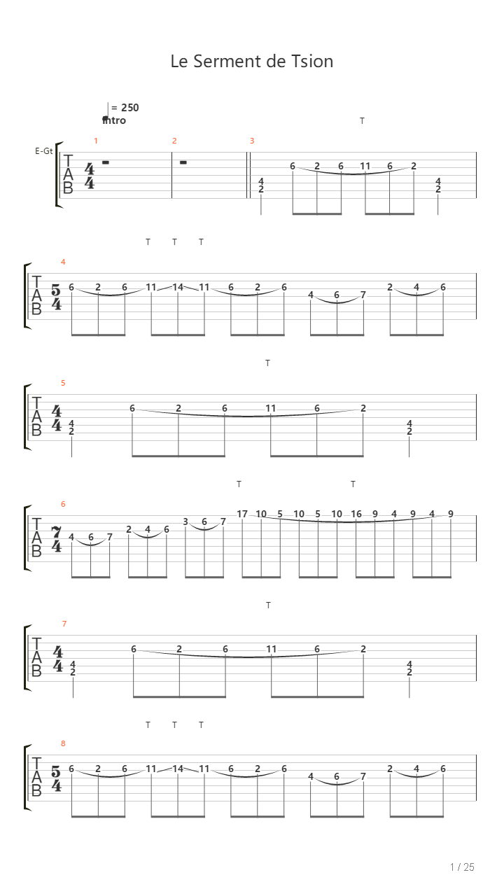 Le Serment De Tsion吉他谱