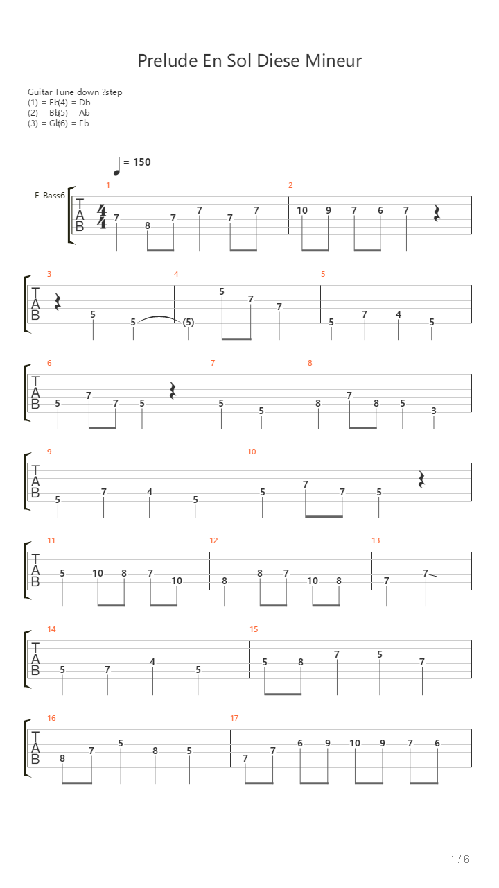 Prelude En Sol Diese Mineur吉他谱