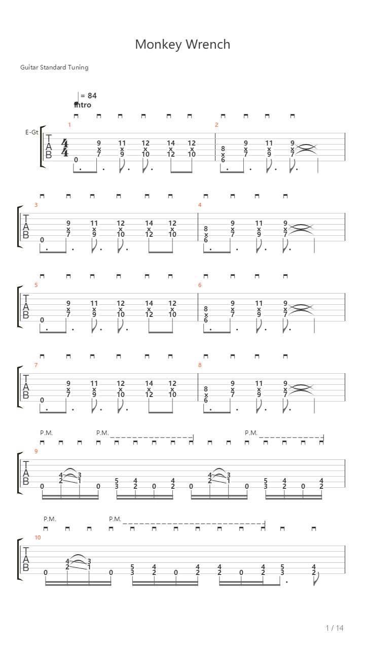 Monkey Wrench吉他谱