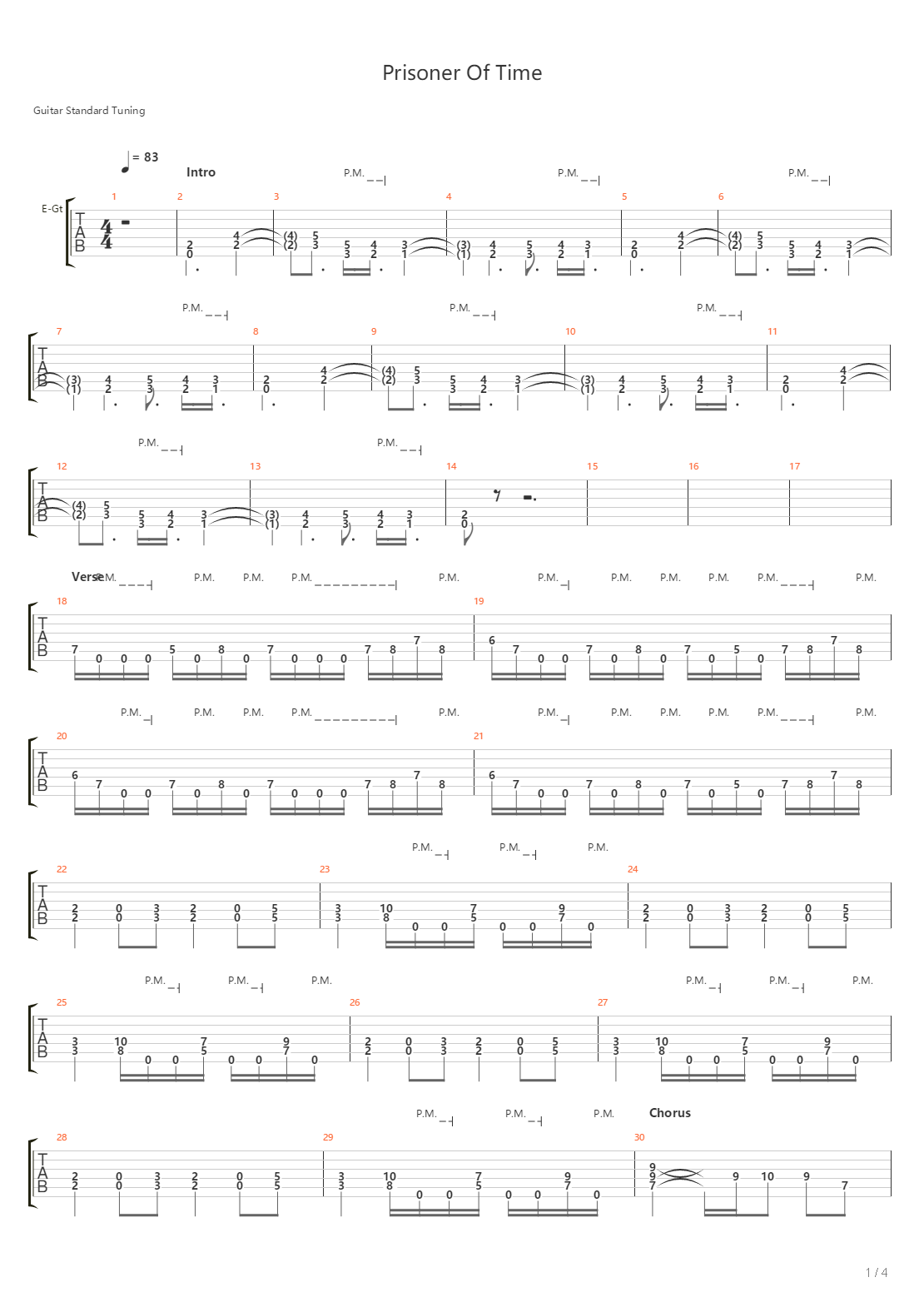 Prisoner Of Time吉他谱