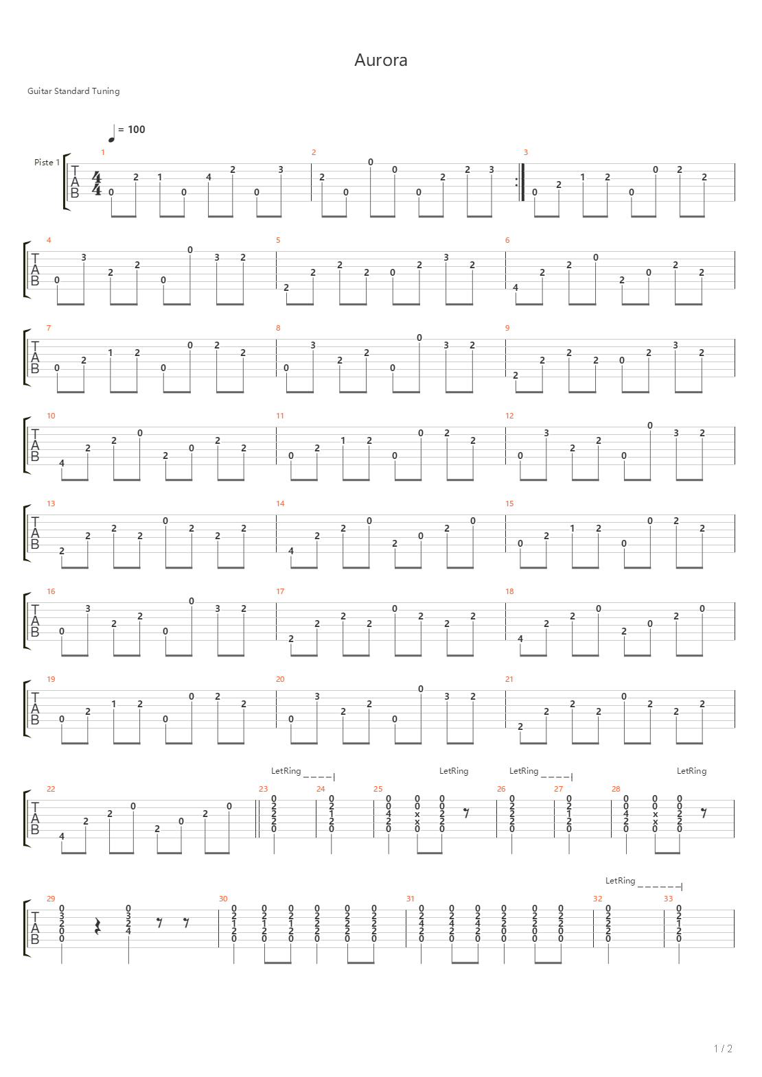 Aurora吉他谱