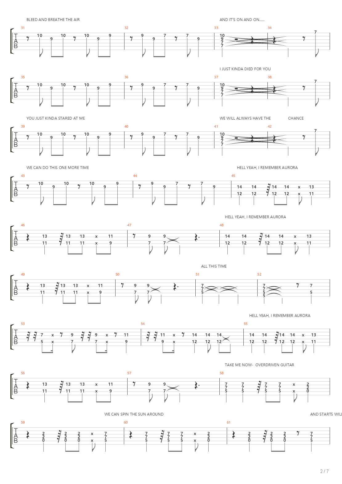 Aurora吉他谱