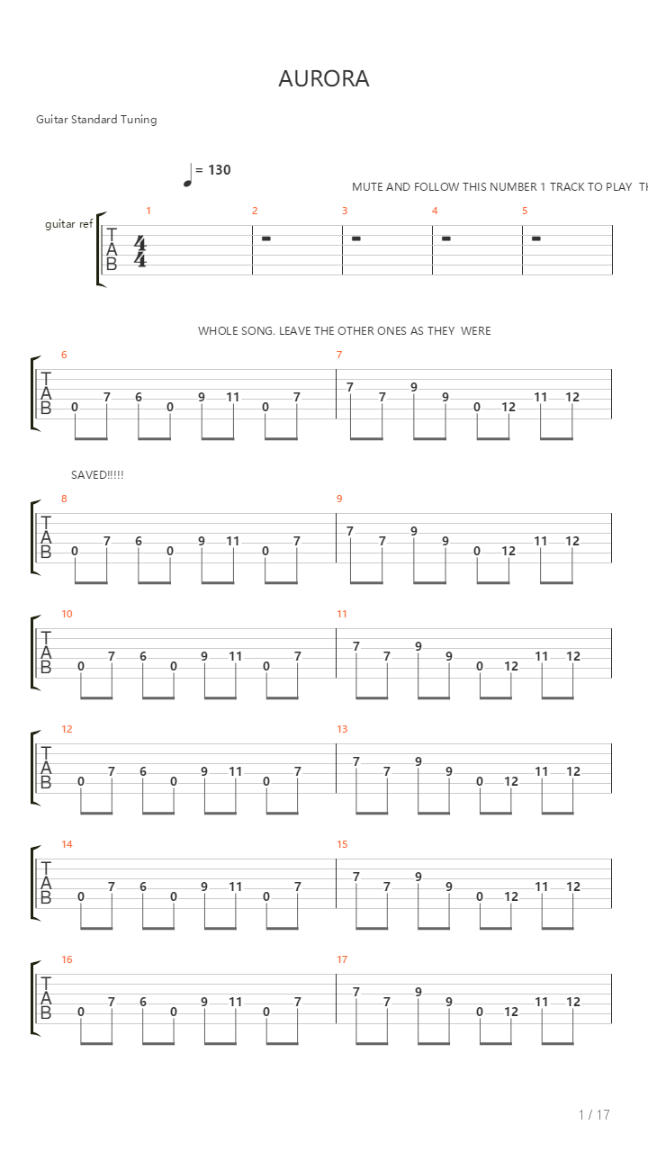 Aurora吉他谱