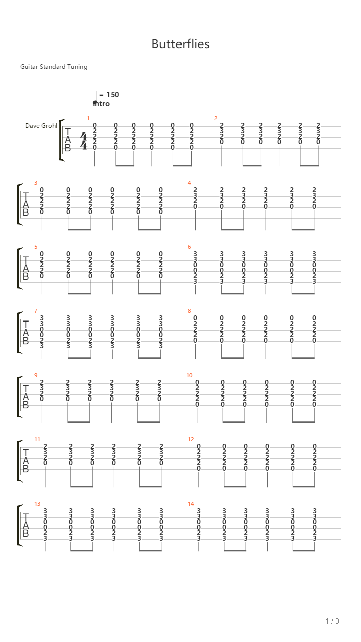 Butterflies吉他谱
