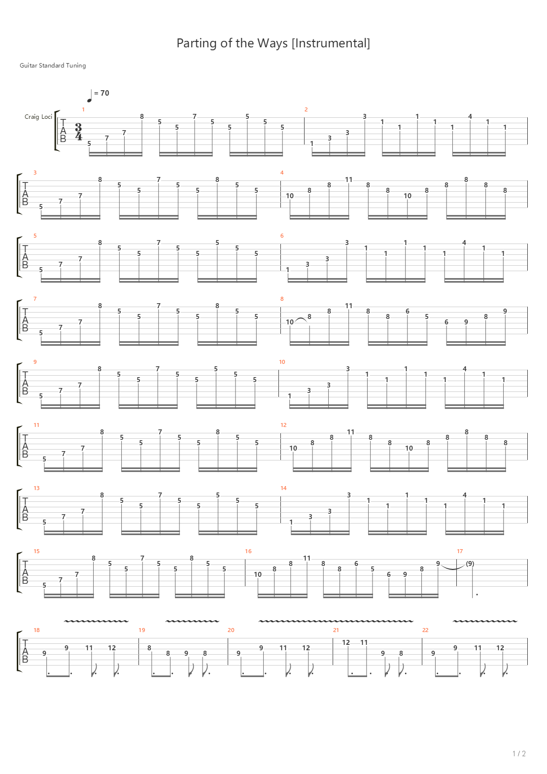 Parting Of The Ways吉他谱