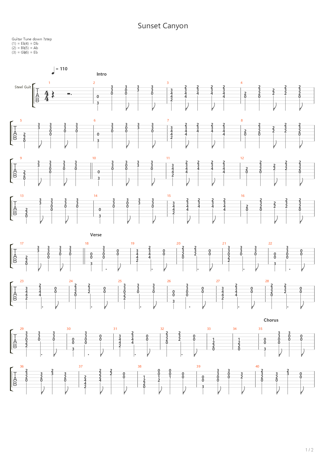 Sunset Canyon吉他谱