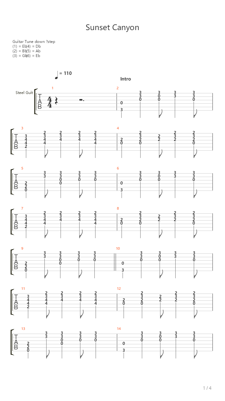 Sunset Canyon吉他谱