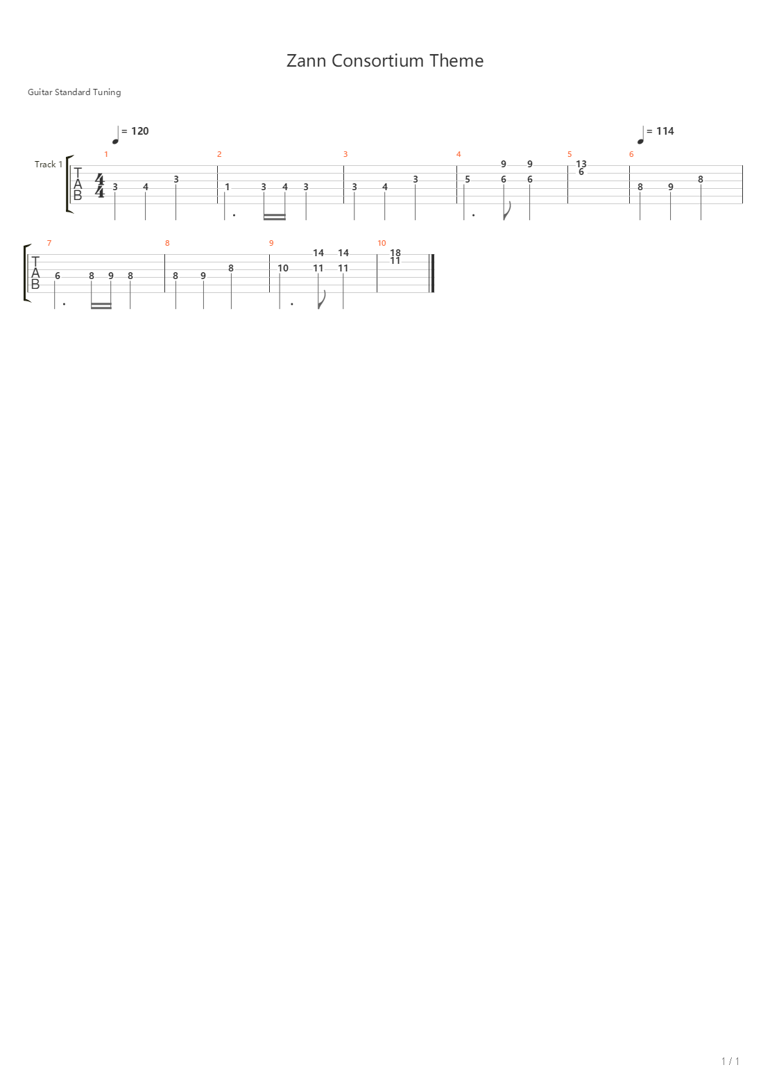 Zann Consortium Theme吉他谱