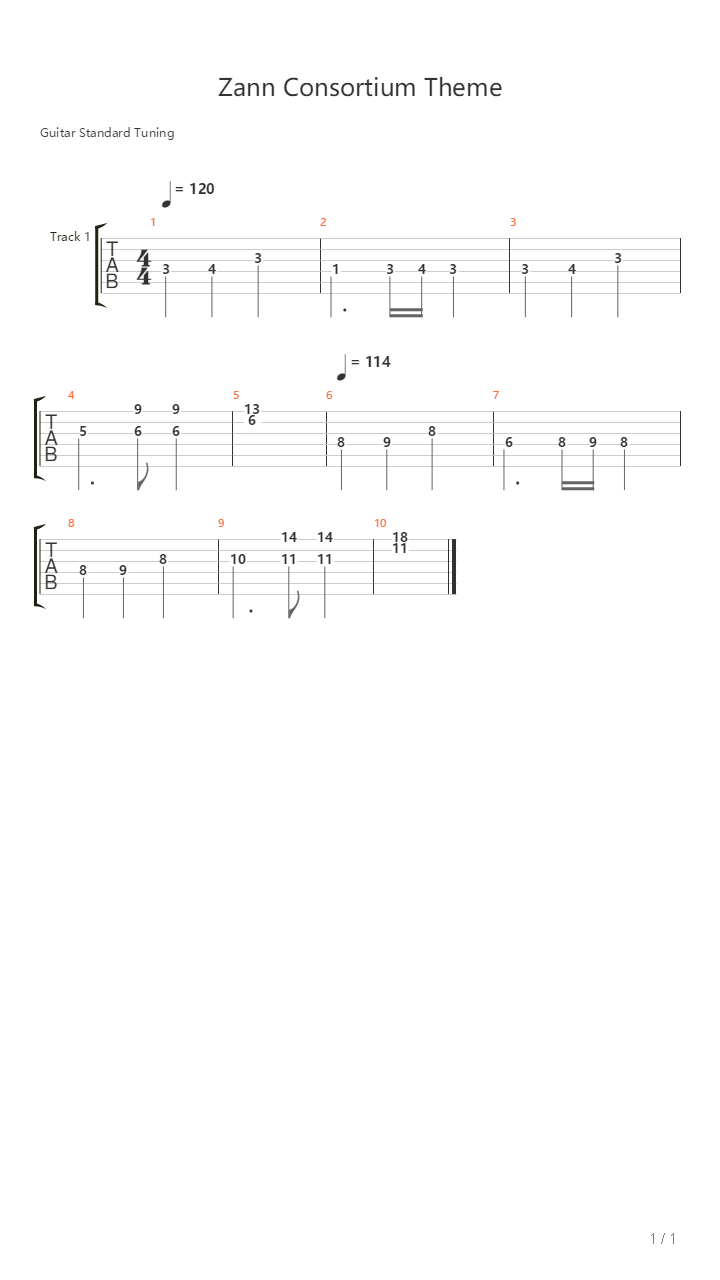 Zann Consortium Theme吉他谱
