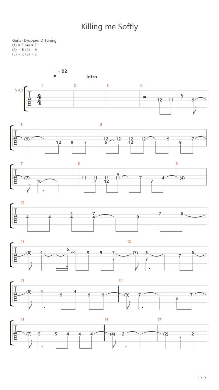 Killing Me Softly吉他谱