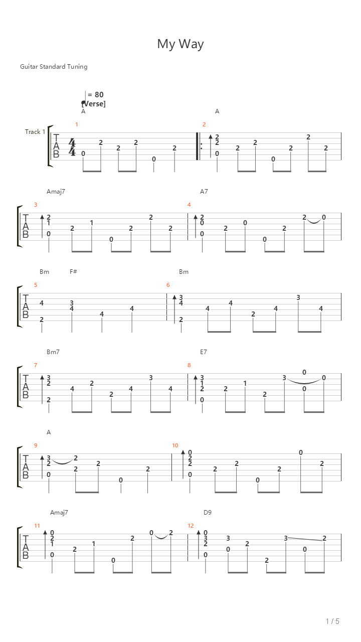 My Way吉他谱