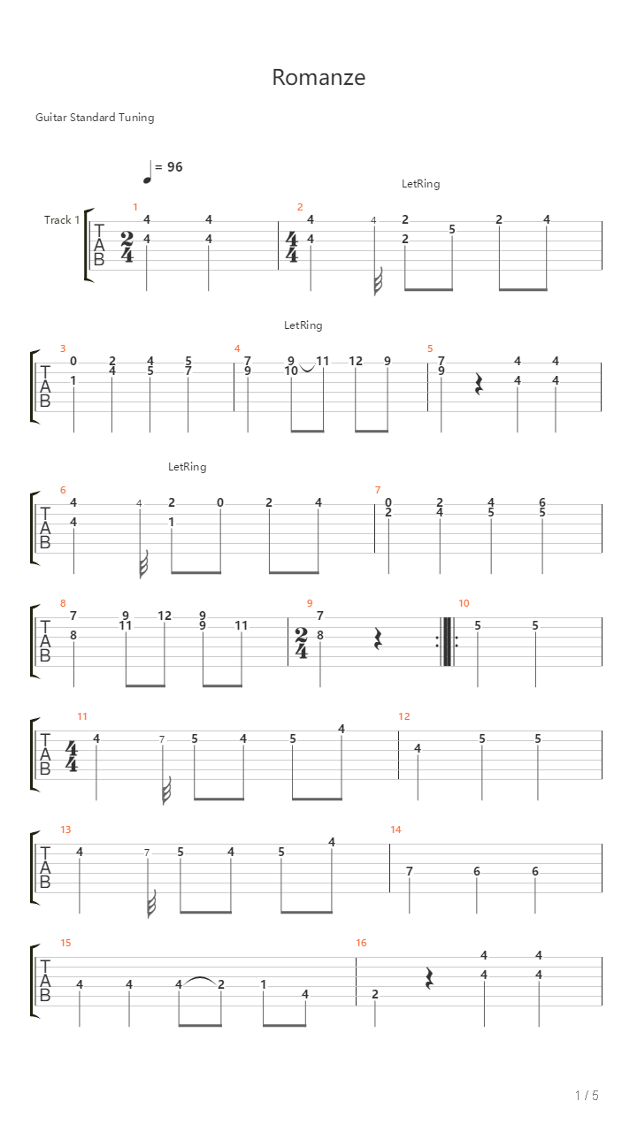 Romanze吉他谱