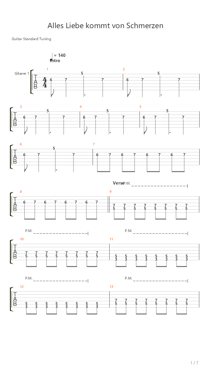 Alles Liebe Kommt Von Schmerzen吉他谱