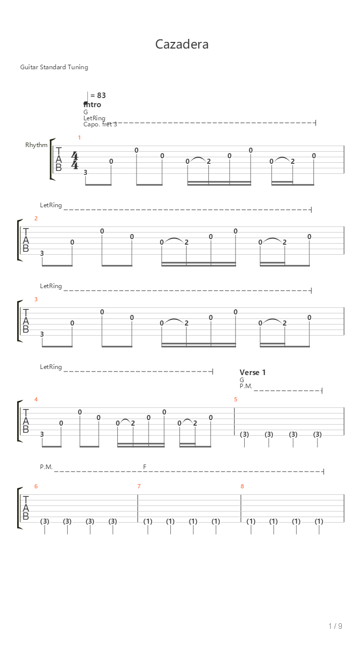 Cazadera吉他谱