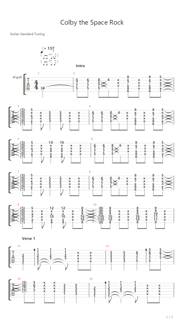 Colby The Space Rock吉他谱