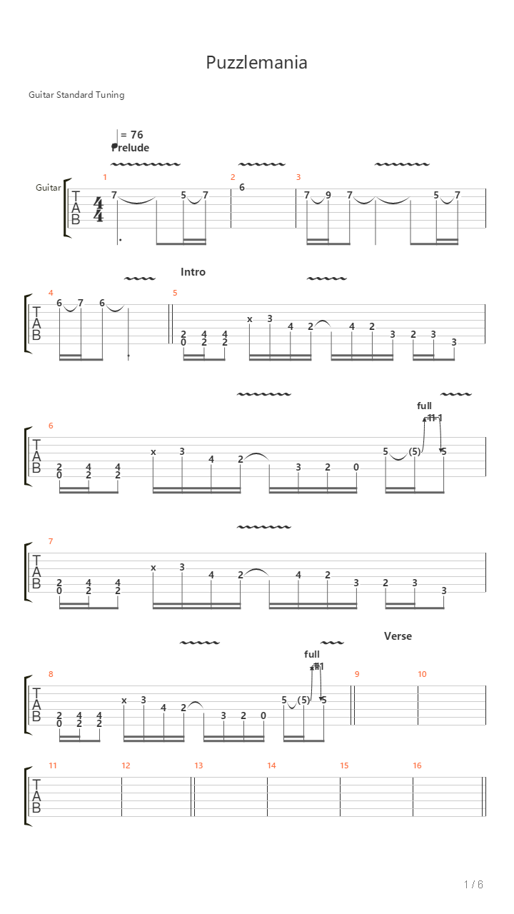 Puzzlemania吉他谱