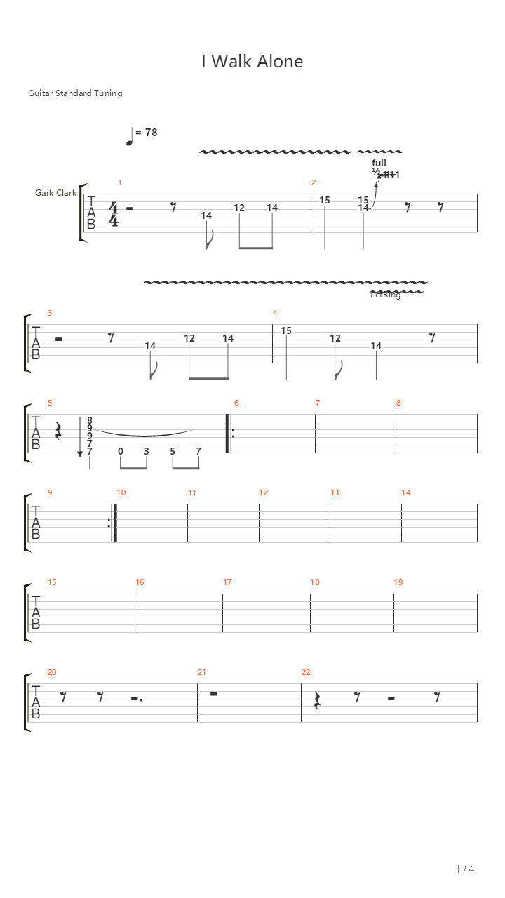 I Walk Alone吉他谱