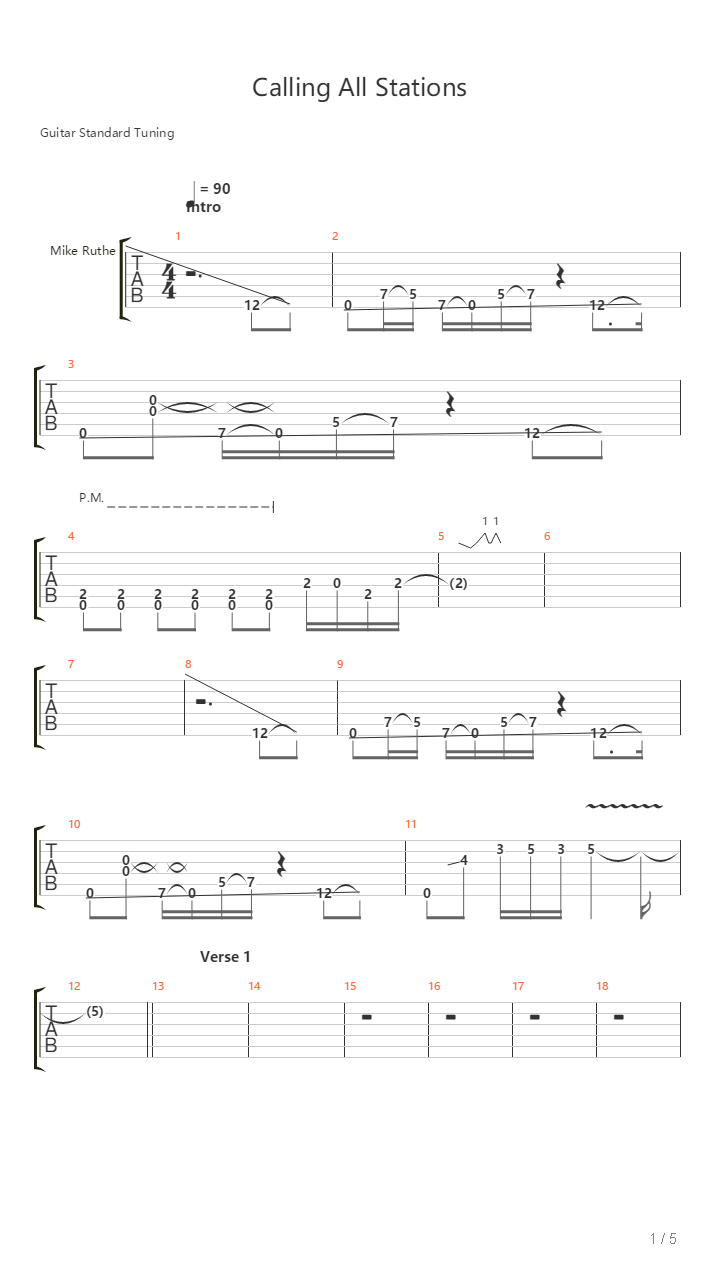 Calling All Stations吉他谱