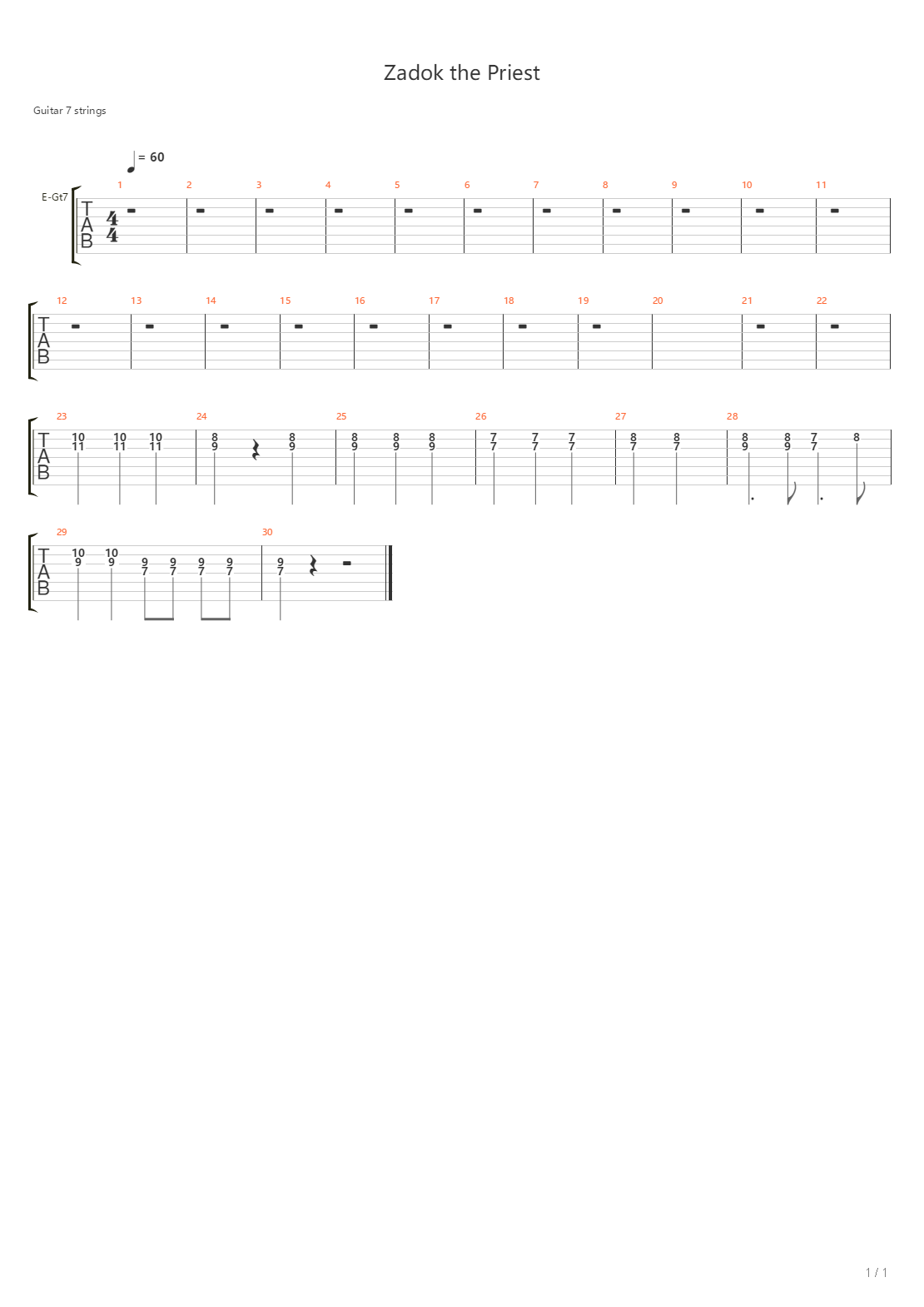 Zadok The Priest吉他谱