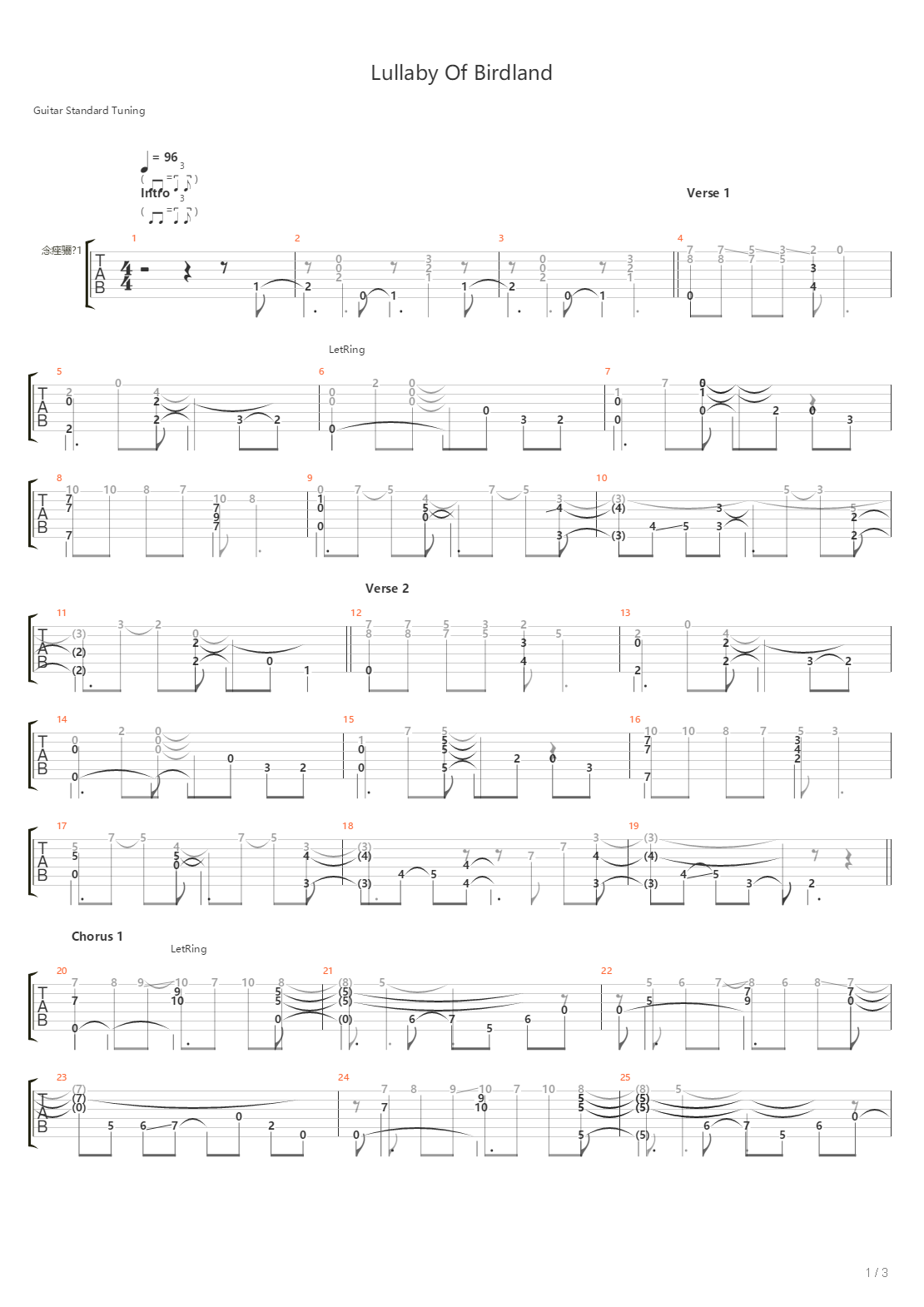 Lullaby Of Birdland吉他谱