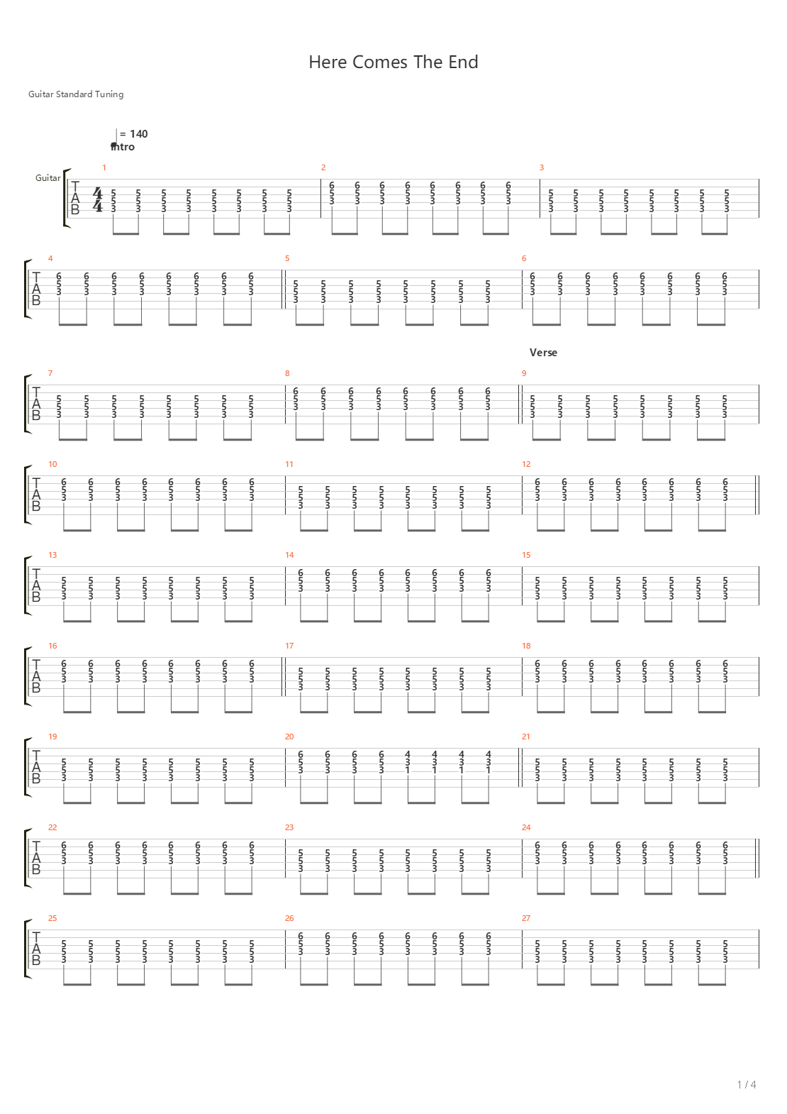Here Comes The End吉他谱