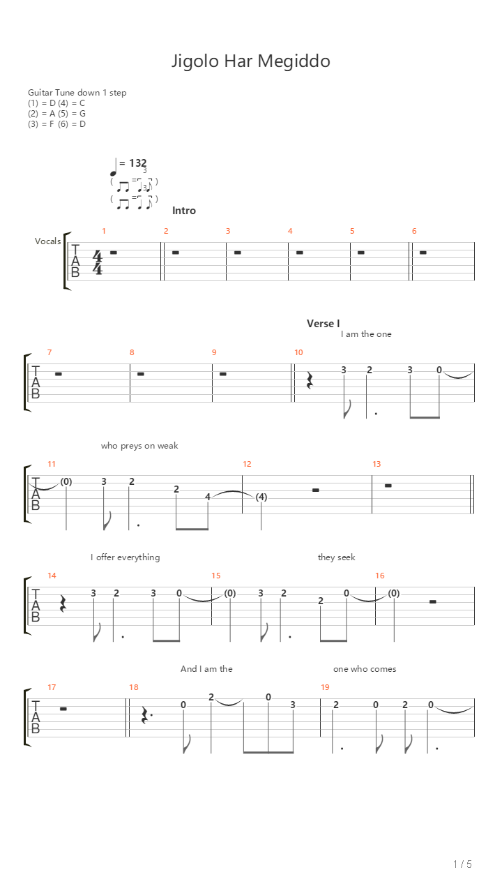 Jigolo Har Megiddo吉他谱