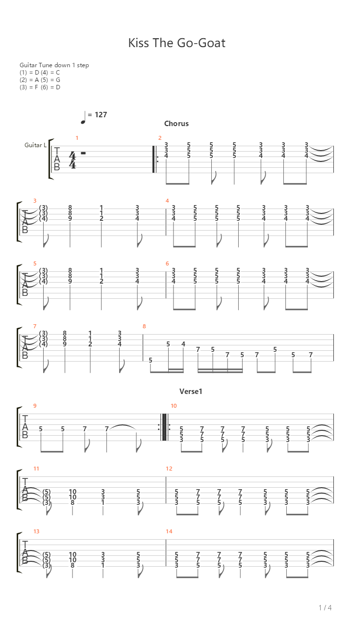 Kiss The Go-Goat吉他谱