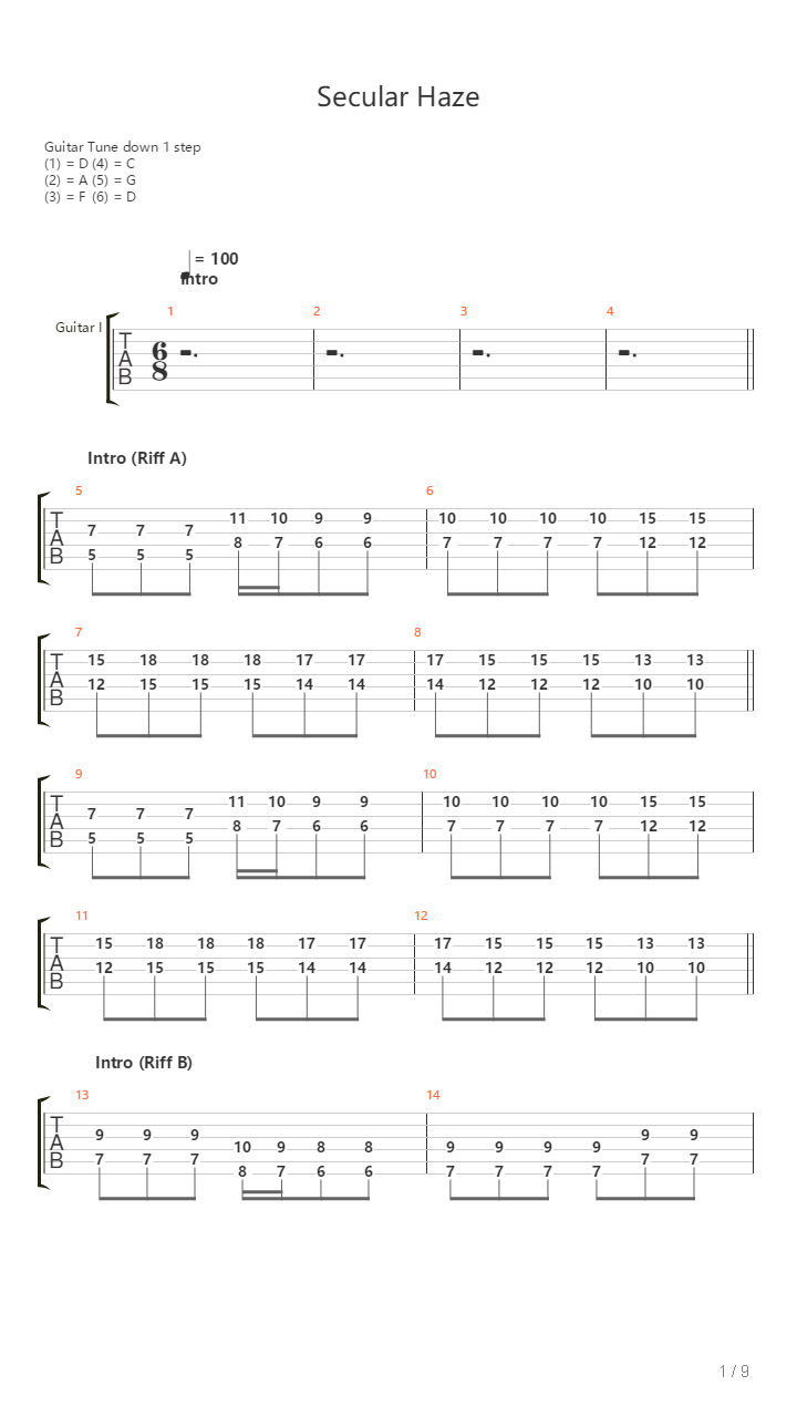 Secular Haze吉他谱