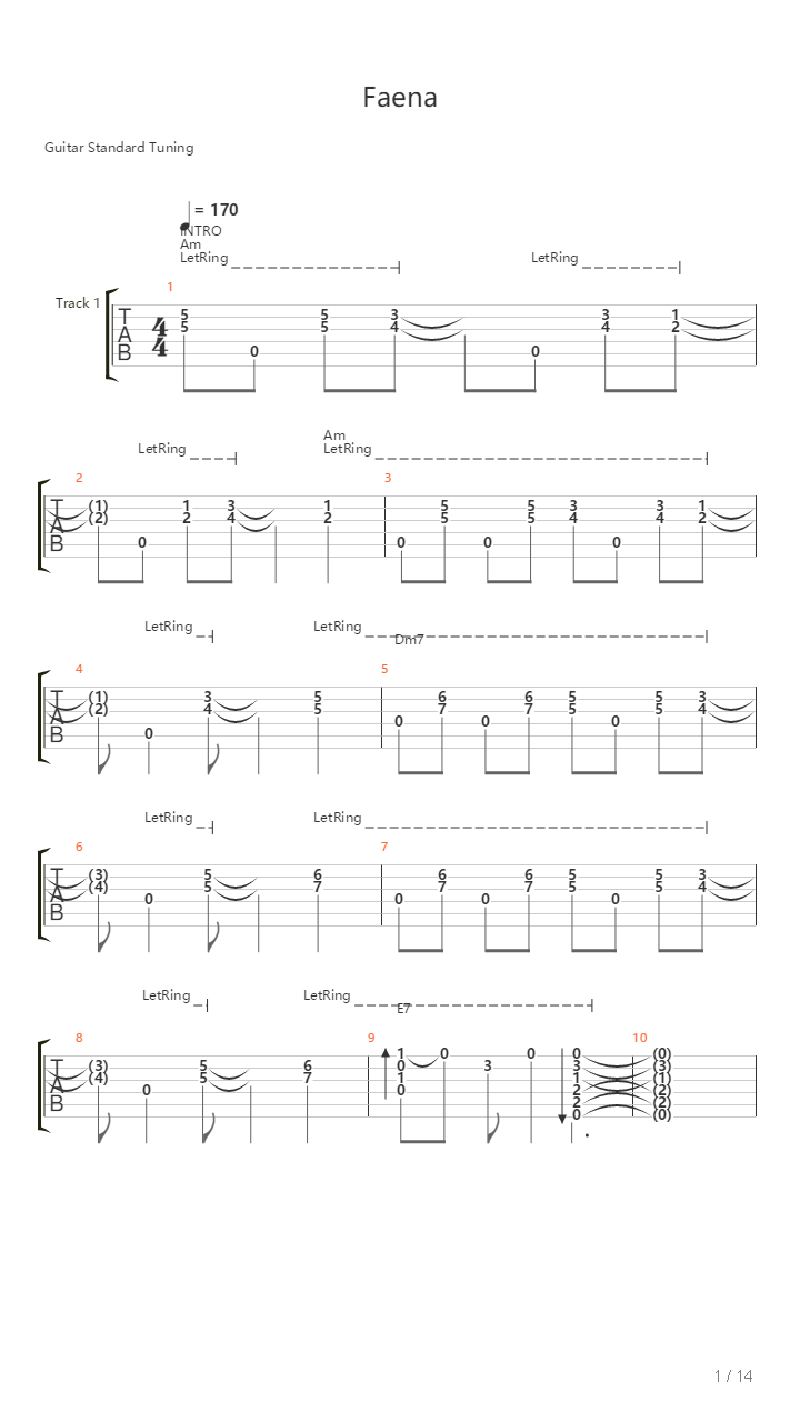 Faena吉他谱