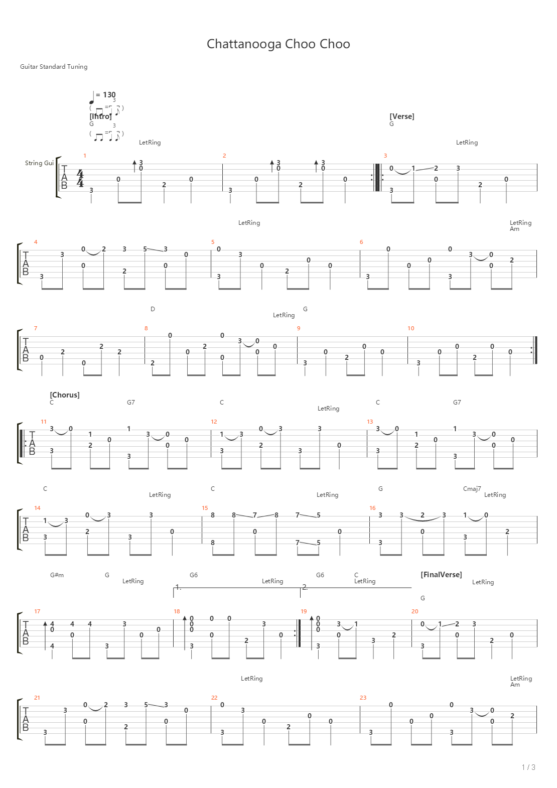 Chattanooga Choo Choo吉他谱