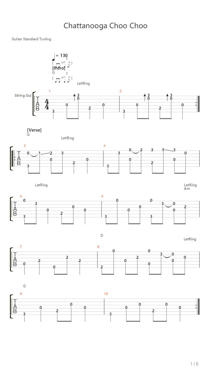 Chattanooga Choo Choo吉他谱