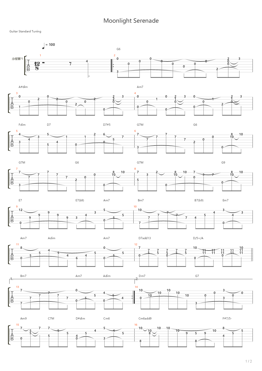 Moonlight Serenade吉他谱
