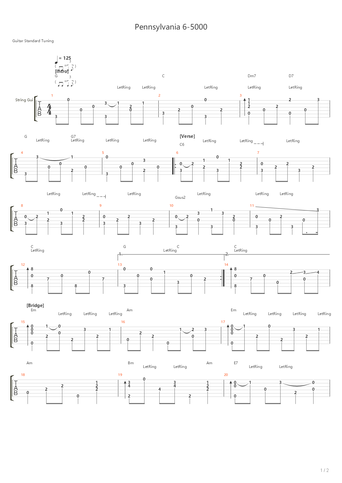 Pennsylvania 6-5000吉他谱